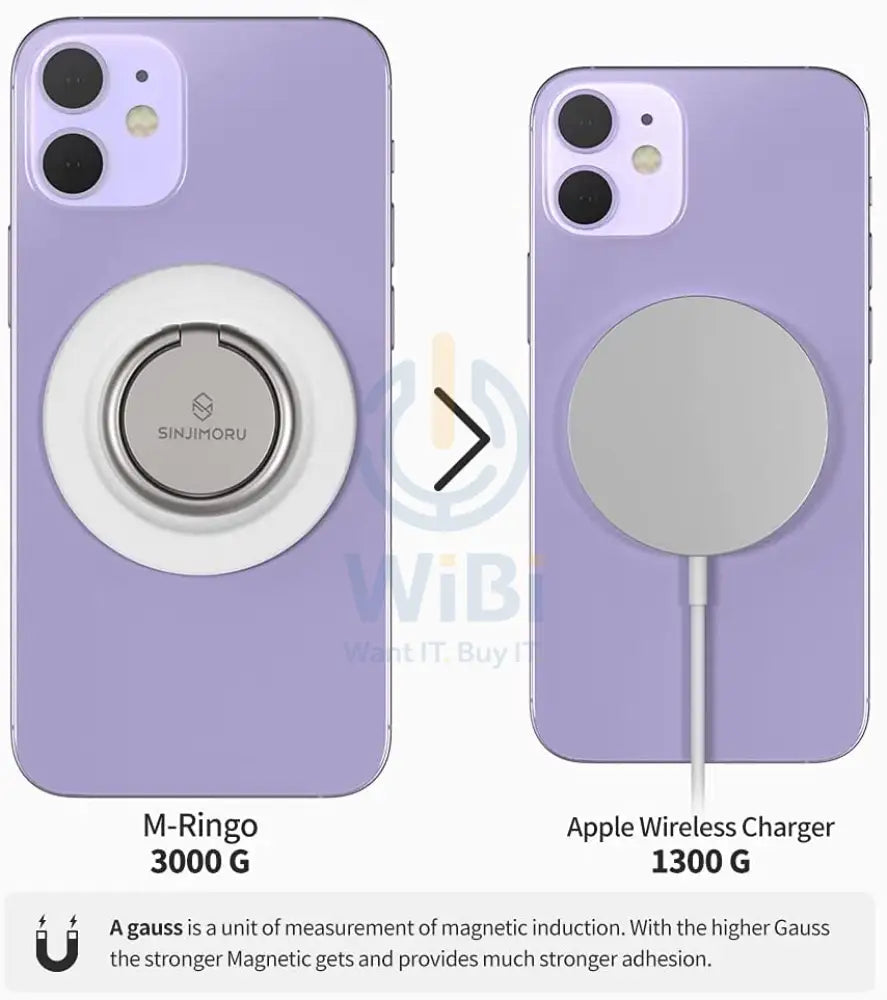 Sinjimoru M-Ringo Magnetic Phone Ring Holder for Apple MagSafe Case - Metallic Black Accessories > Mobiles & Tablets >