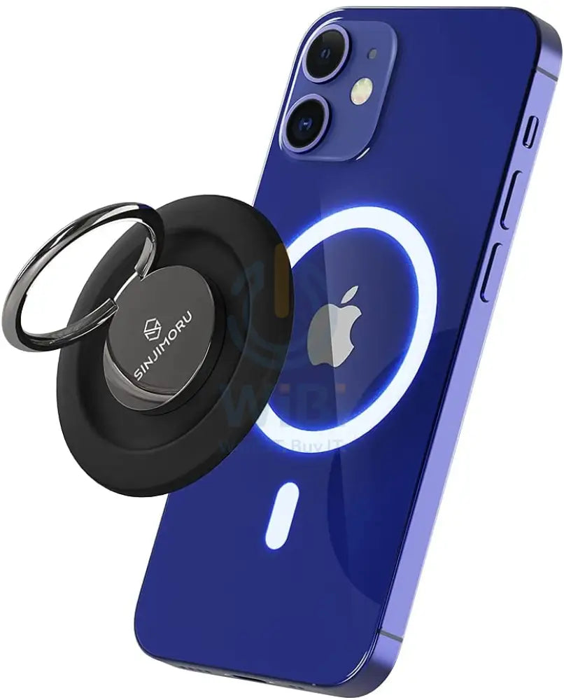 Sinjimoru M-Ringo Magnetic Phone Ring Holder for Apple MagSafe Case - Metallic Black Accessories > Mobiles & Tablets >
