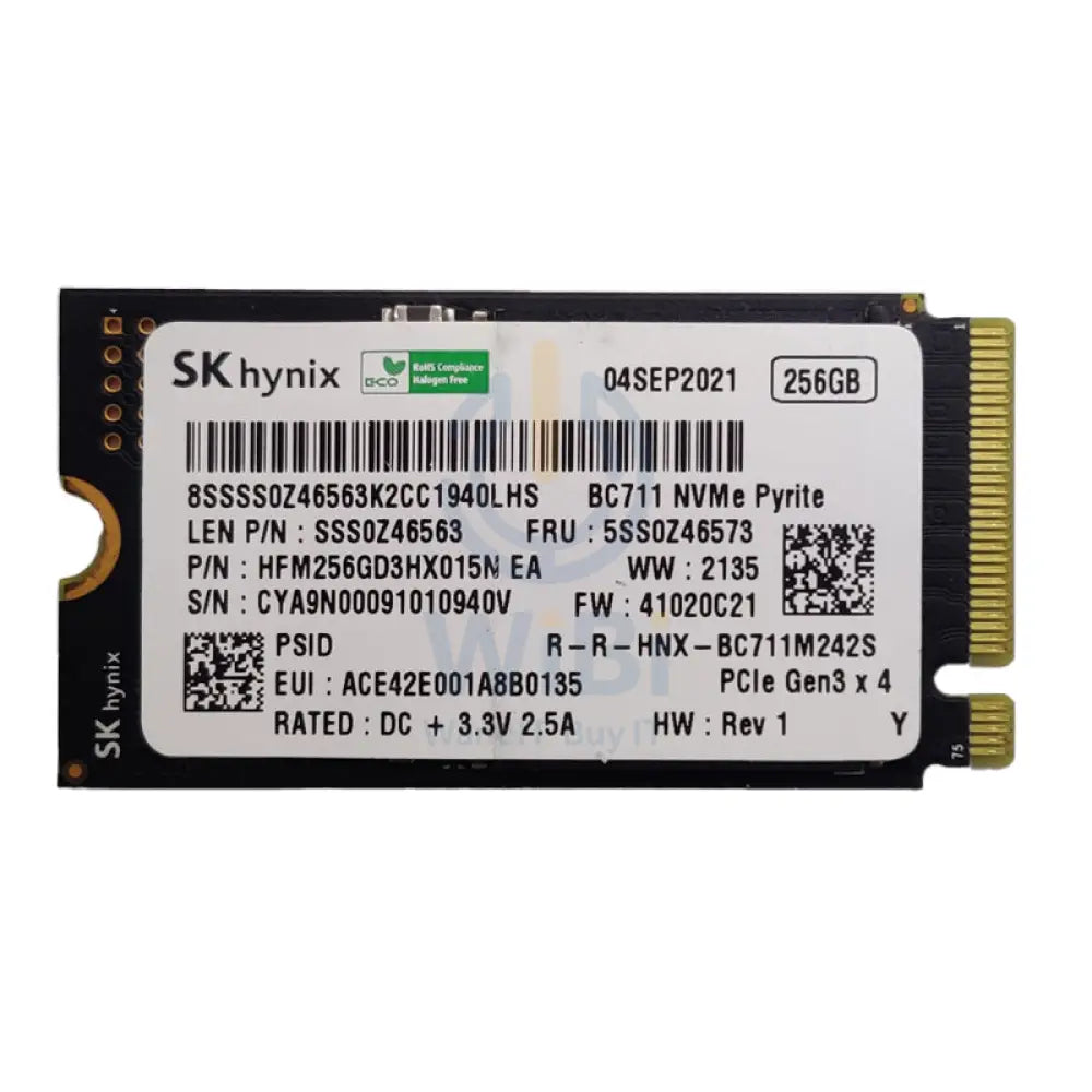 SK Hynix BC711 BC711 م.2 PCIe NVMe NVMe إس إس دي - 256 جيجابايت / م.2 2242 / PCIe 3.0 / مفتوح - إس إس دي صلبة حالةصلبة محرك تخزين صلبة حالة