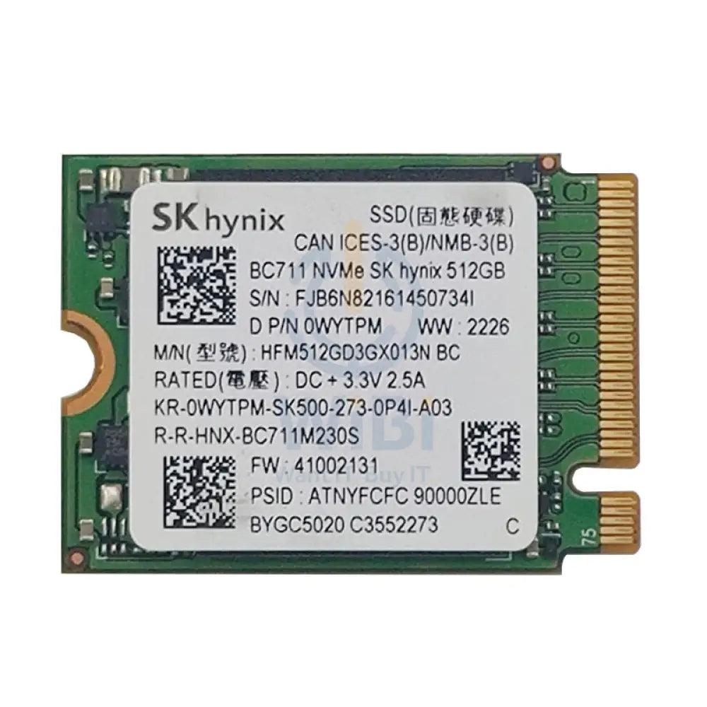 SK Hynix BC711 BC711 م.2 PCIe NVMe NVMe إس إس دي - 512 جيجابايت / م.2 2230 / PCIe 3.0 / مفتوح - إس إس دي صلبة حالة محرك تخزين صلبة )