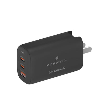 Smartix Premium GaN Wall Adapter - 65W / USB-A / USB-C / Black