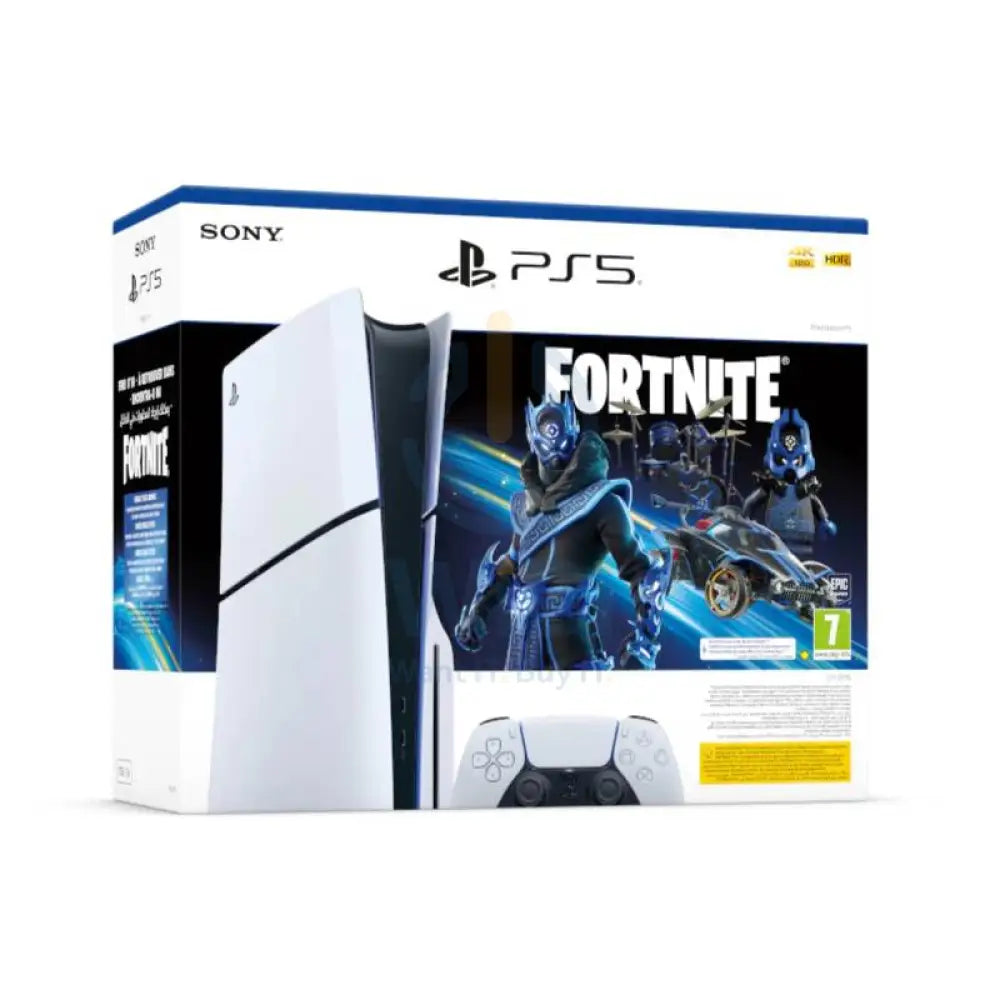 باقة قسيمة بلاي ستيشن بلاي ستيشن 5 نحيف سوني بلاي ستيشن 5، حزمة قسيمة فورتنايت كوبالت ستار - 1 تيرابايت / واي-فاي / يو اس بي/ بلوتوث أبيض - بلوتوث