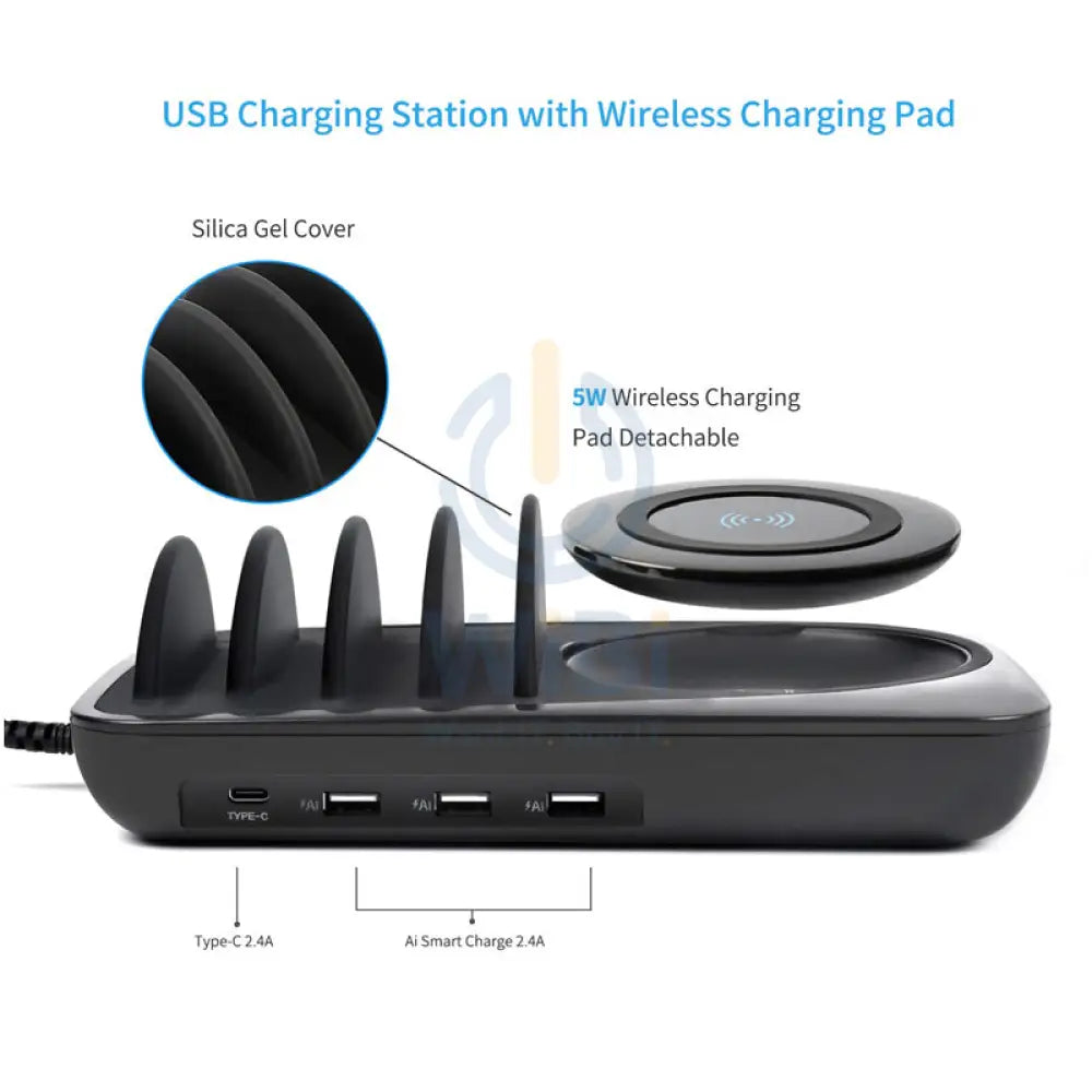 SOOPII WIV6 5 in 1 Wireless Charging Station - USB / Type-C / Black Accessories > Power Adapters