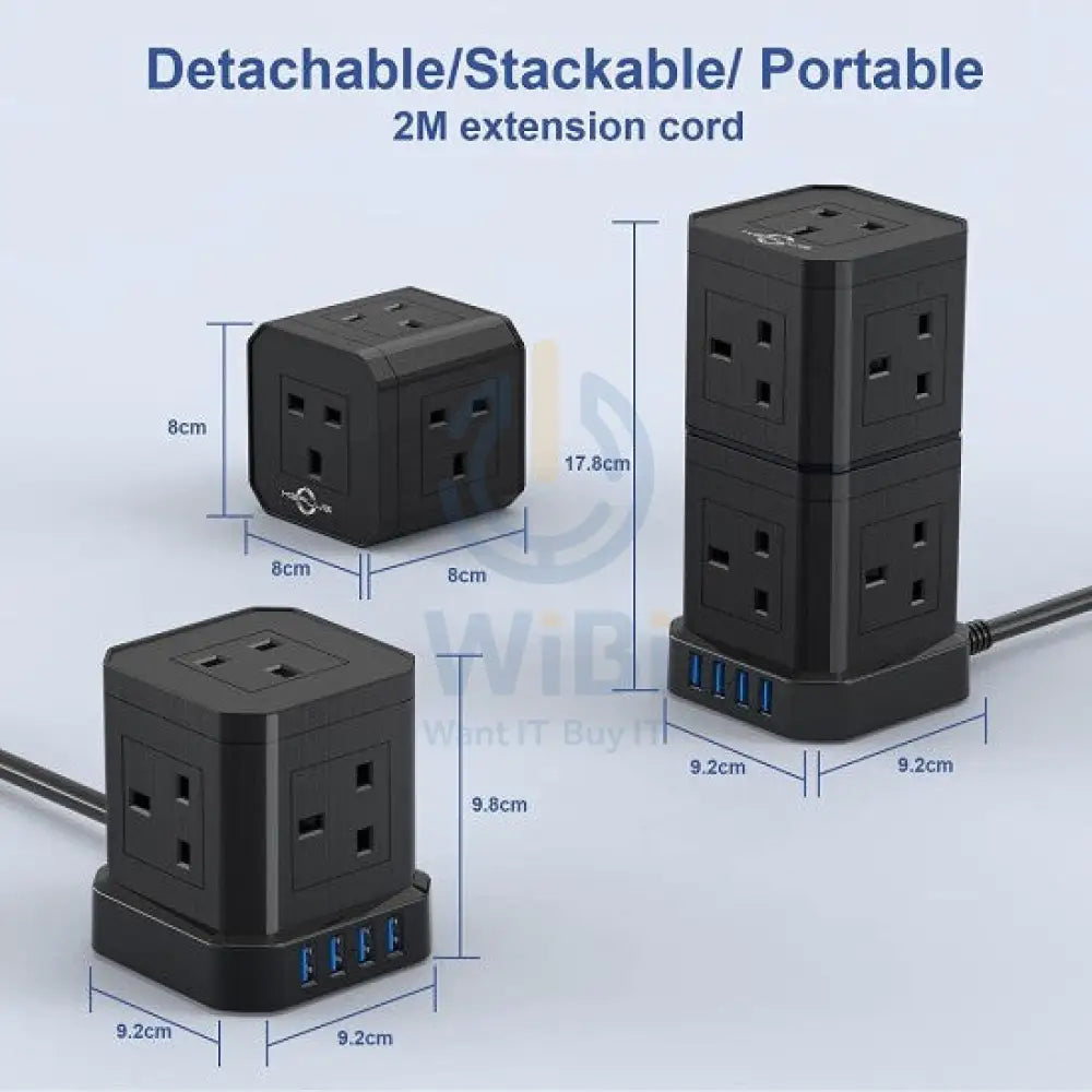 Stacked Multi-purpose Power socket with 2 USB-A Slots & 1 PD 30W USB-C Slot Detachable Accessories > Power > Power