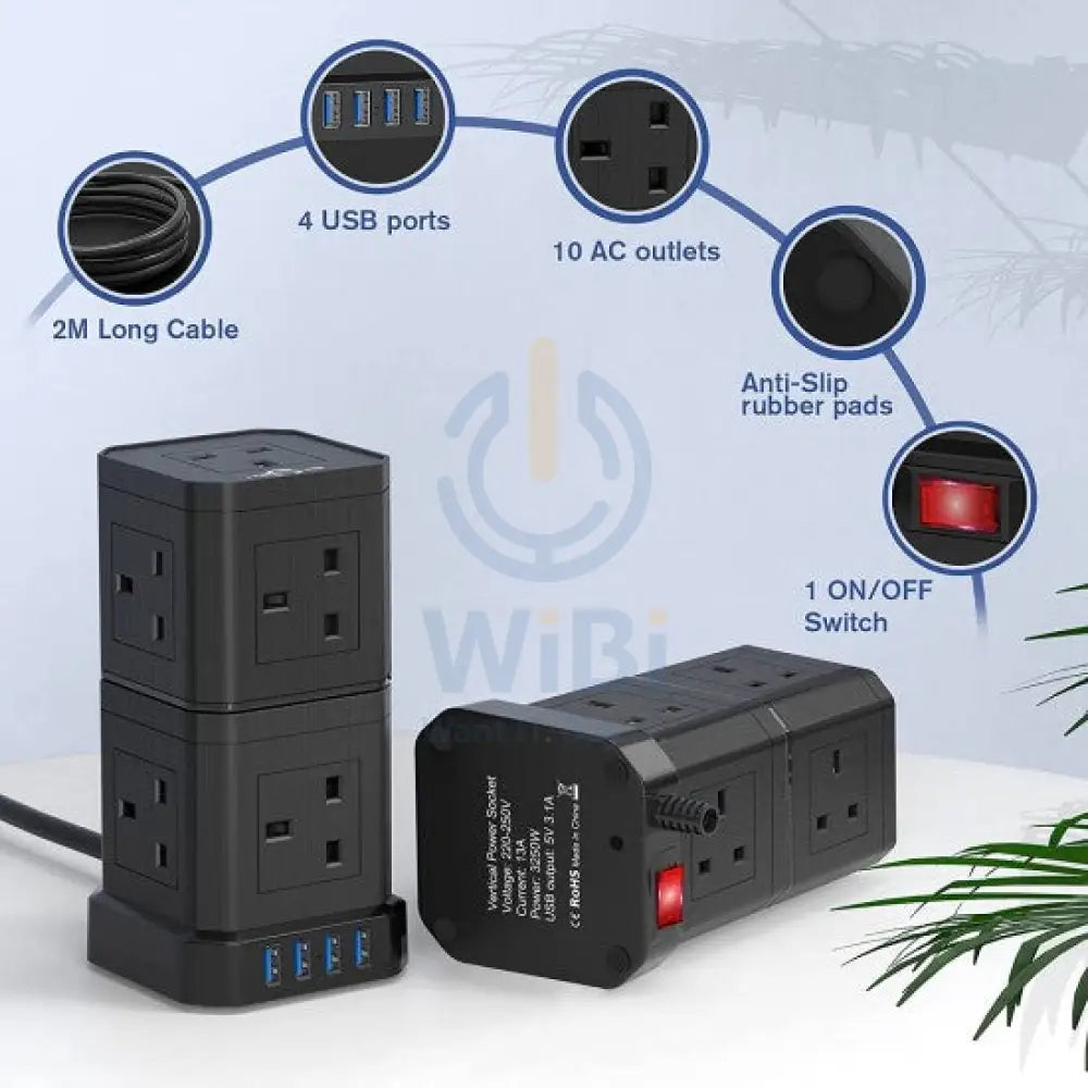 Stacked Multi-purpose Power socket with 2 USB-A Slots & 1 PD 30W USB-C Slot Detachable Accessories > Power > Power