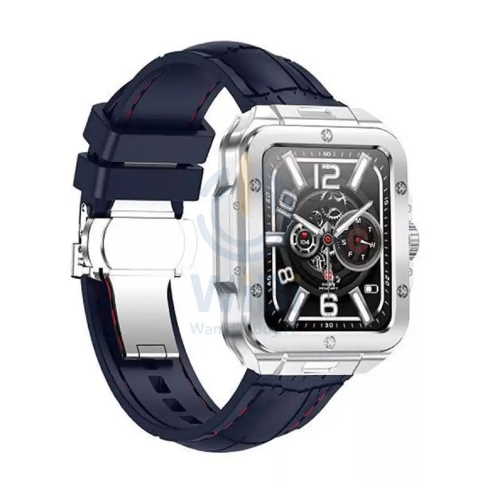 Swiss Military Alps 2 Blue Silicon Strap - Silver Frame / Smart Watch Smart Watches