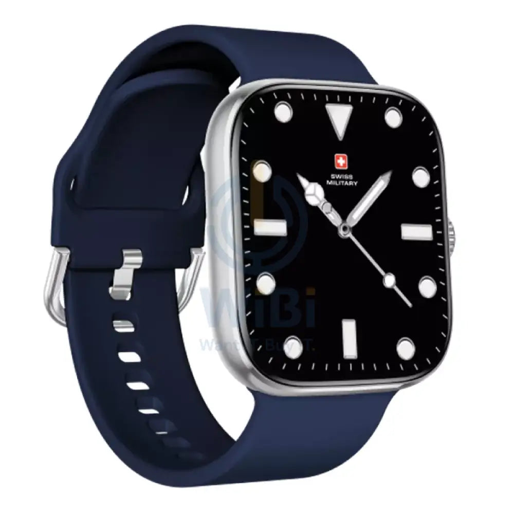 Swiss Military Alps 4 Blue Silicon Strap - Silver Frame / Smart Watch Smart Watches