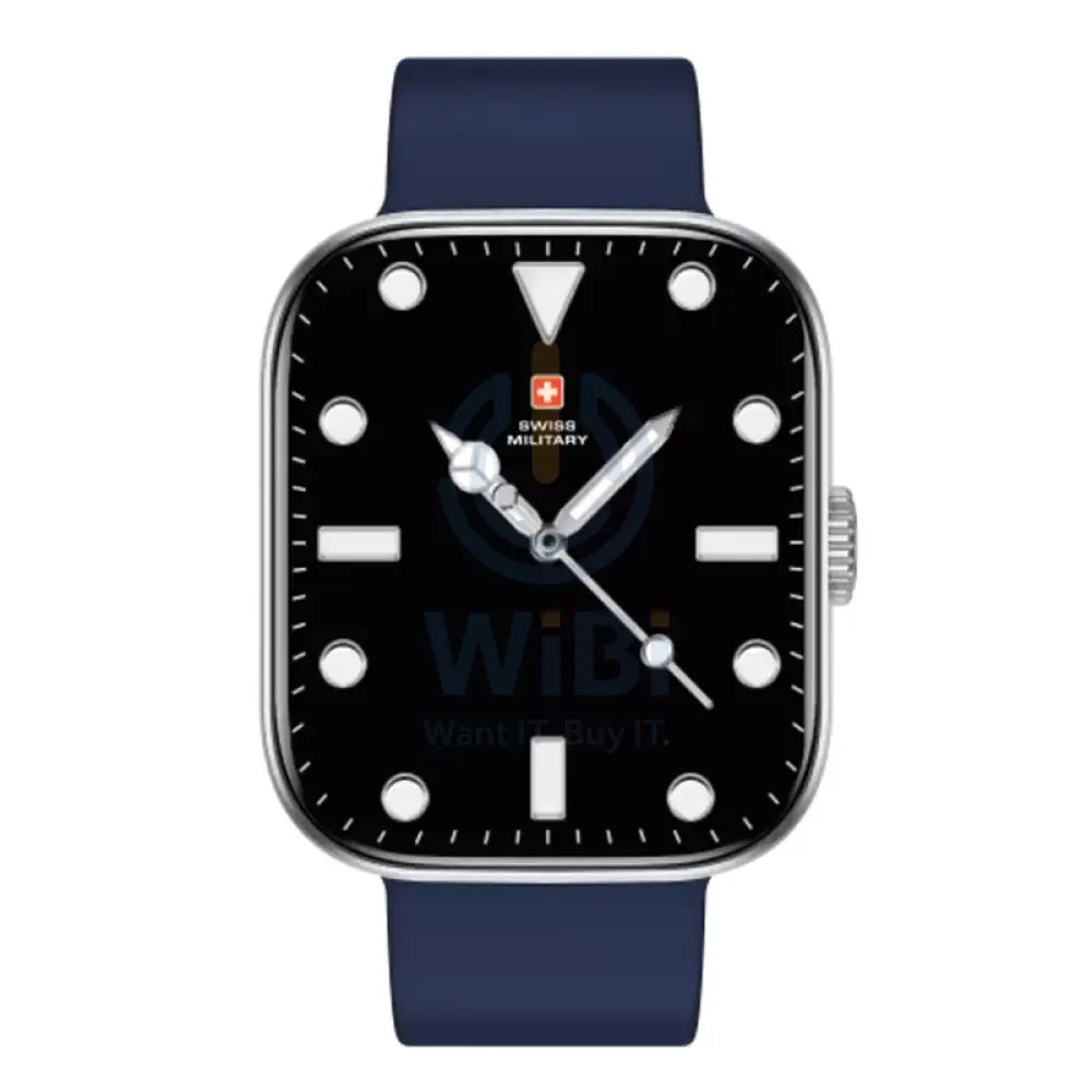 Swiss Military Alps 4 Blue Silicon Strap - Silver Frame / Smart Watch Smart Watches