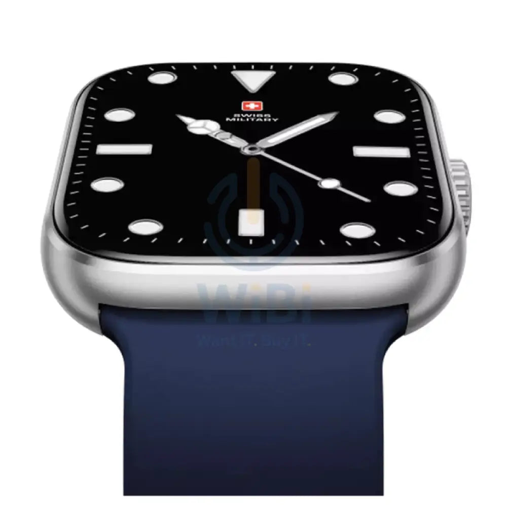 Swiss Military Alps 4 Blue Silicon Strap - Silver Frame / Smart Watch Smart Watches