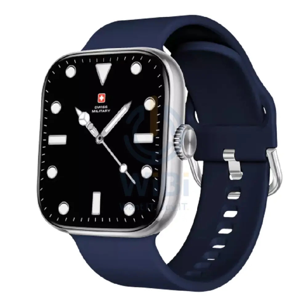 Swiss Military Alps 4 Blue Silicon Strap - Silver Frame / Smart Watch Smart Watches