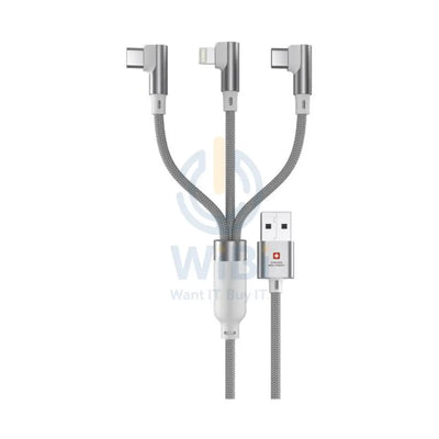 Swiss Military Braided USB-A To 3-In-1 Cable - 2 Meter / White Accessories > Cables & Converters > Cables