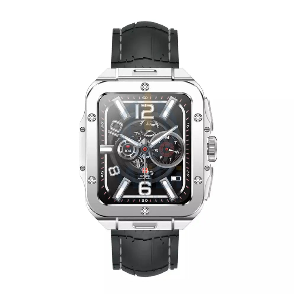 Swiss Military Smart Watch With Silver Frame and Grey Silicon Strap Smart Watches