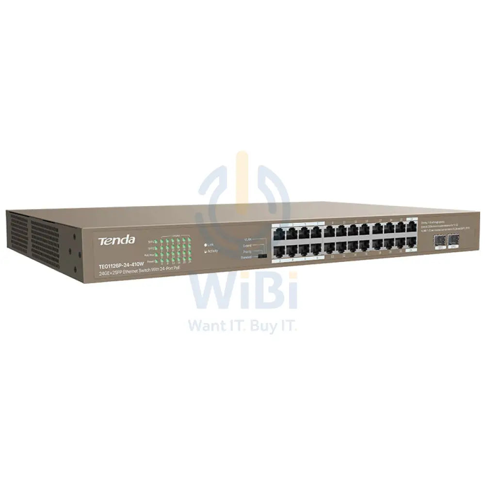Tenda 24GE + 2SFP Ethernet Switch - 48Gbps / RJ45 / 24-Port PoE Switch Networking Products > Switches