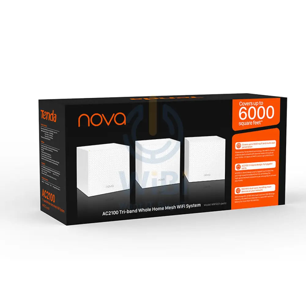 Tenda MW12 (AC2100) Tri-band Whole Home Mesh WiFi System - 5GHz(867Mbps) / LAN (3-Pack) Networking Products > Routers