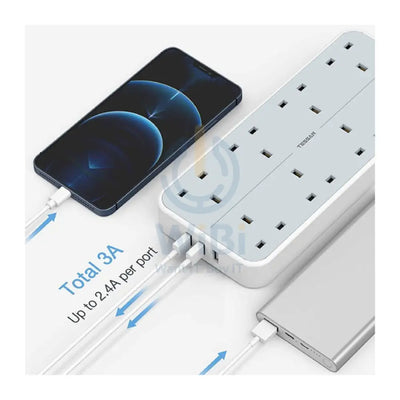 TESSAN 8-Way Multi-Plug Extension - 15W / 2 Meter / White Accessories > Power Adapters
