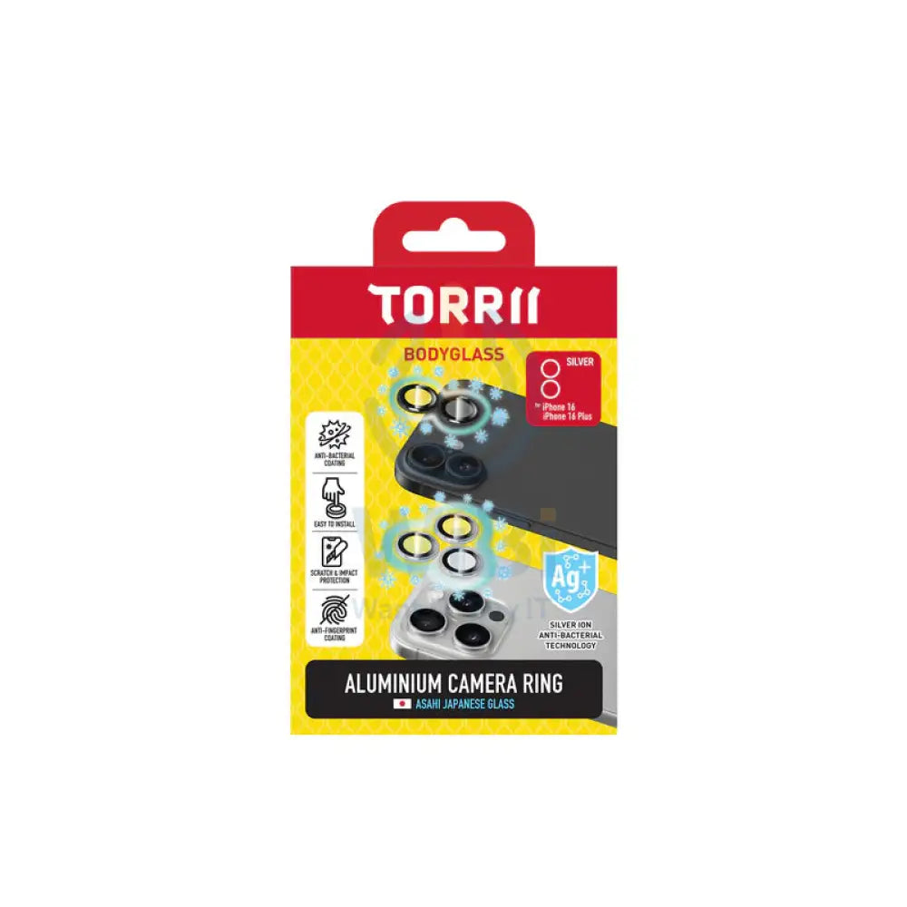 Torrii Bodyglass Aluminum Camera Lens Ring Protector - Apple iPhone 16 / 16 Plus / Silver Accessories > Mobiles &