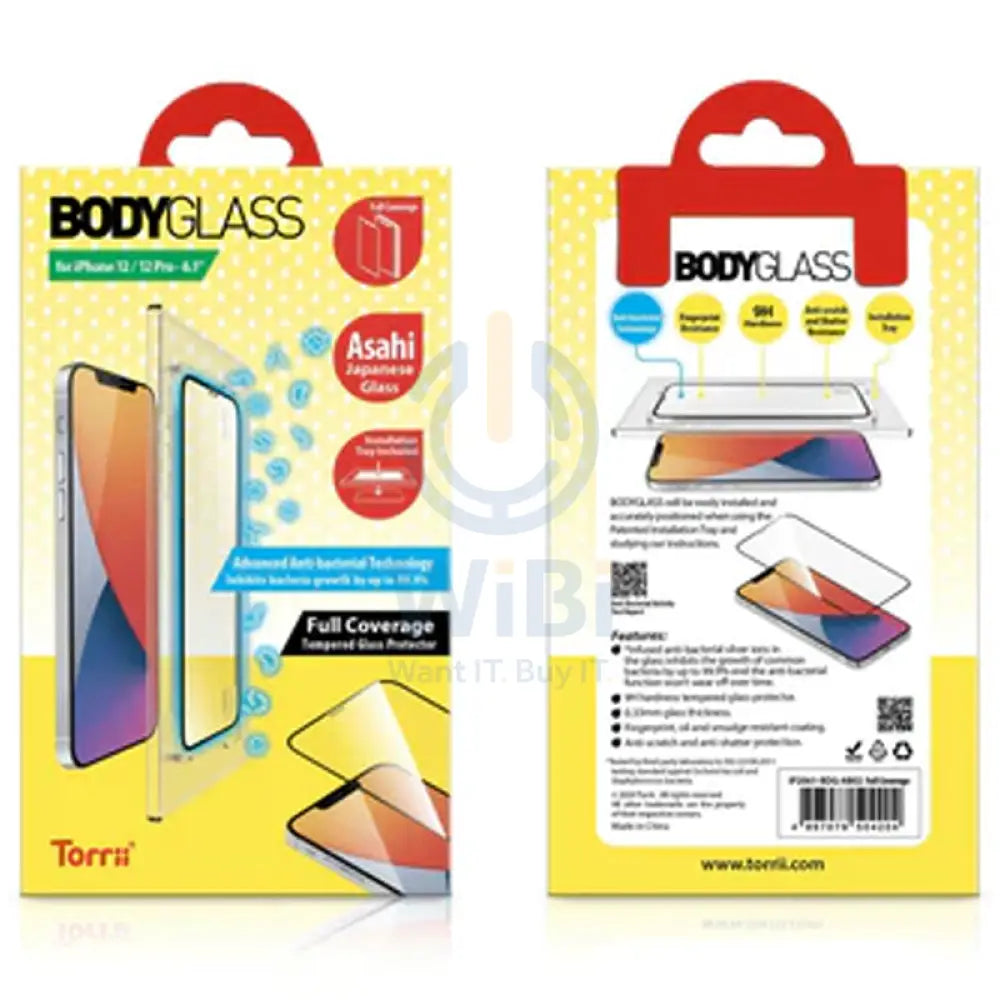 Torrii Bodyglass Anti-Bacterial Coating Full Coverage Curved For Apple iPhone 12 Pro Max - Black Accessories > Mobiles