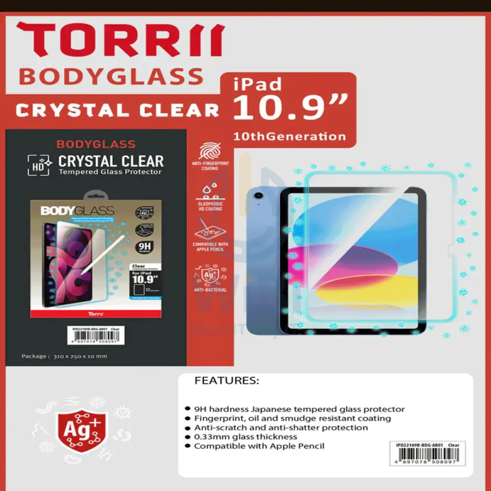 Torrii Bodyglass Paper Texture glass screen protector For iPad 10.9’’ (10th Gen. Year 2022) – Clear Accessories >