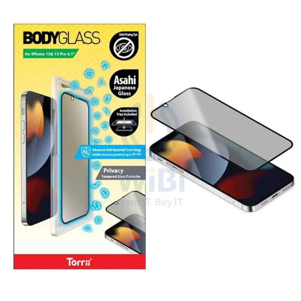 Torrii Bodyglass Screen Protector - iPhone 13 & 13 Pro / Anti-bacterial Coating / Privacy