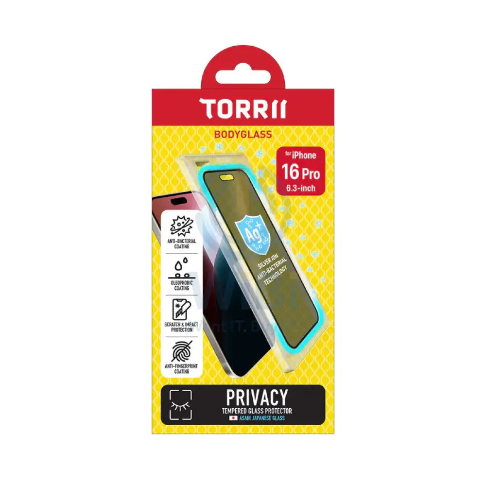 Torrii Bodyglass Screen Protector Tempered Glass - Apple iPhone 16 Pro (6.3”) / Privacy Accessories > Mobiles & Tablets