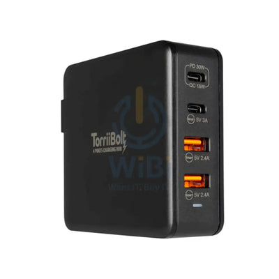 Torrii Bolt 4 Port Charging Hub - 47W / 2 x USB-C / 2 x USB-A / QC 3.0 / Black Accessories > Power Adapters
