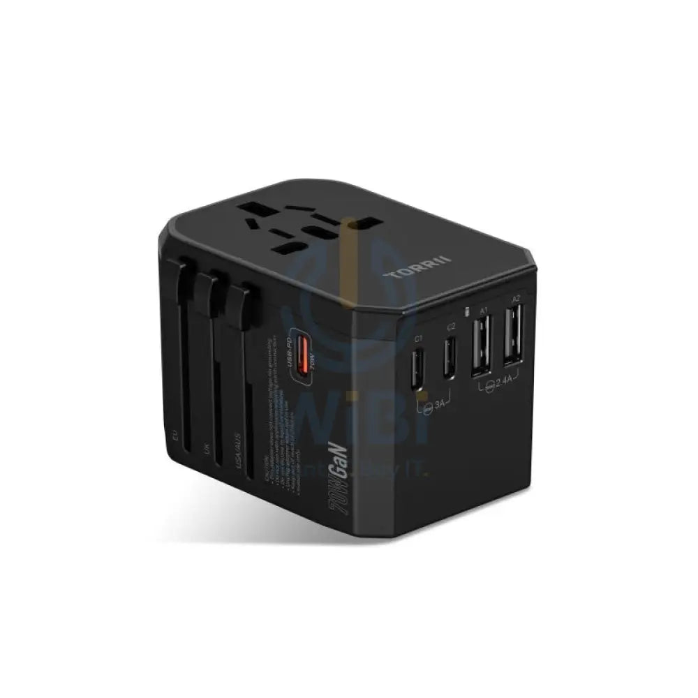 Torrii Bolt Universal V4 Travel Adapter – 70W / USB-C / USB-A / AC Wall - Black Accessories > Power Adapters
