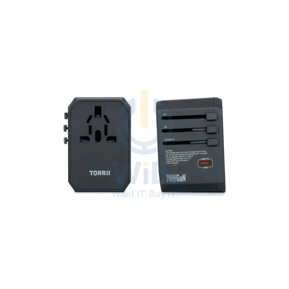 Torrii Bolt Universal V4 Travel Adapter – 70W / USB-C / USB-A / AC Wall - Black Accessories > Power Adapters