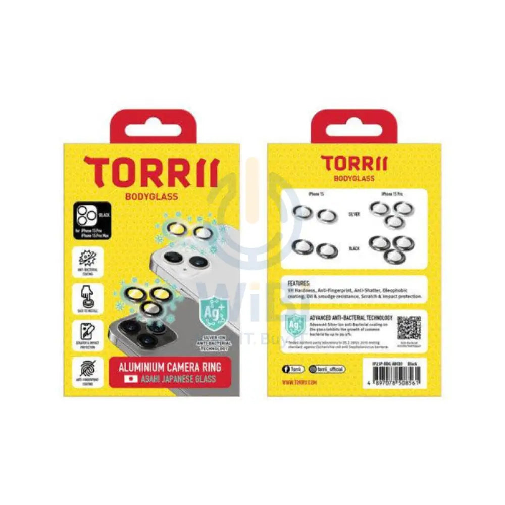 Torrii Individual Aluminium Ring Camera Lens Protector - Apple iPhone 15 Pro / Apple iPhone 15 Pro Max / Black