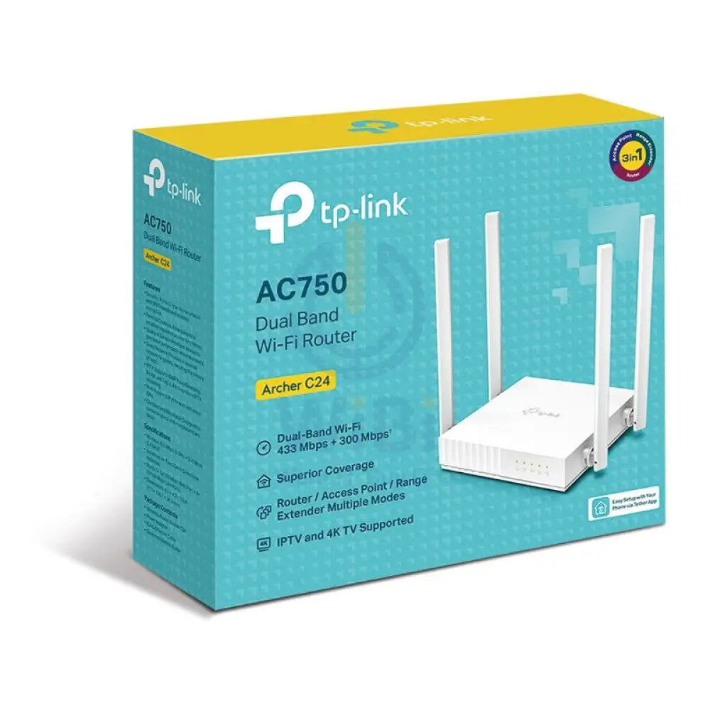TP-Link Archer C24 AC750 Dual Band Router - 300 Mbps / WAN / LAN Networking Products > Routers