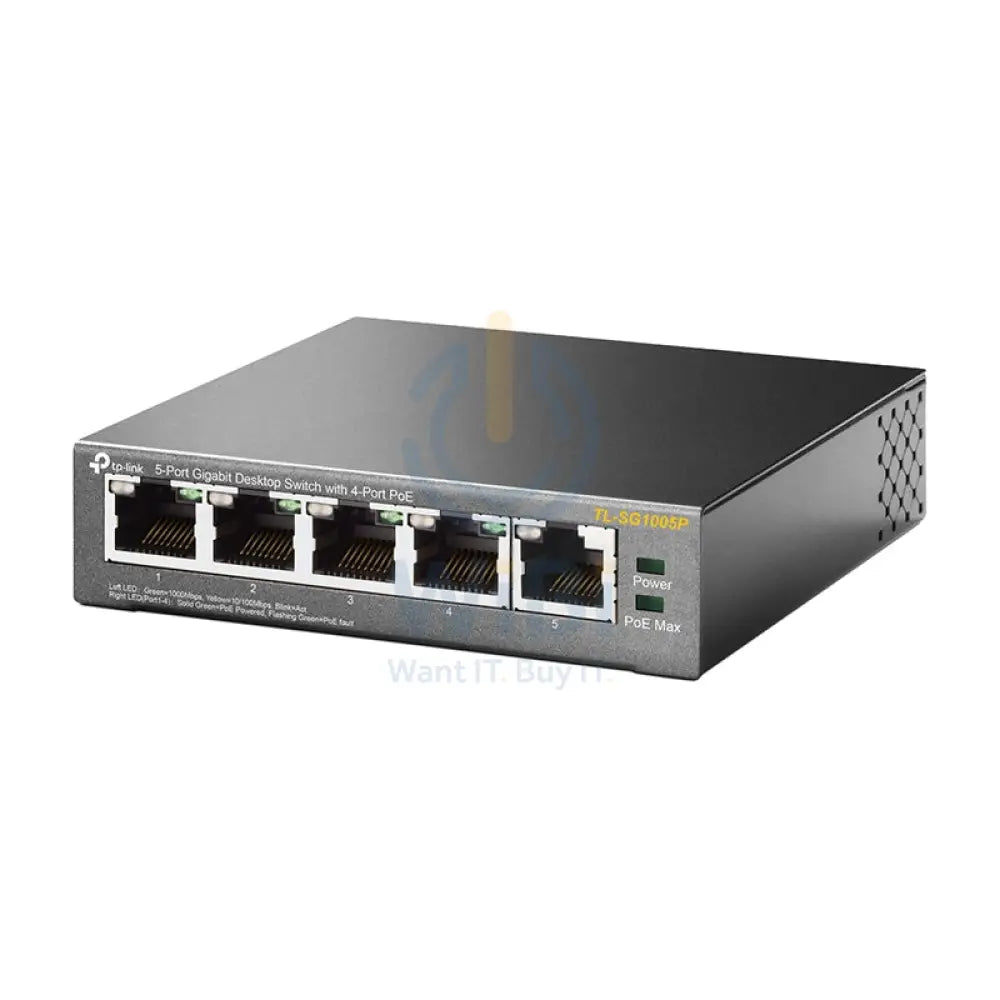 TP-Link (TL-SG1005P) 5-Port Gigabit Desktop Switch with 4-Port PoE - 10Gbps / LAN Networking Products > Switches