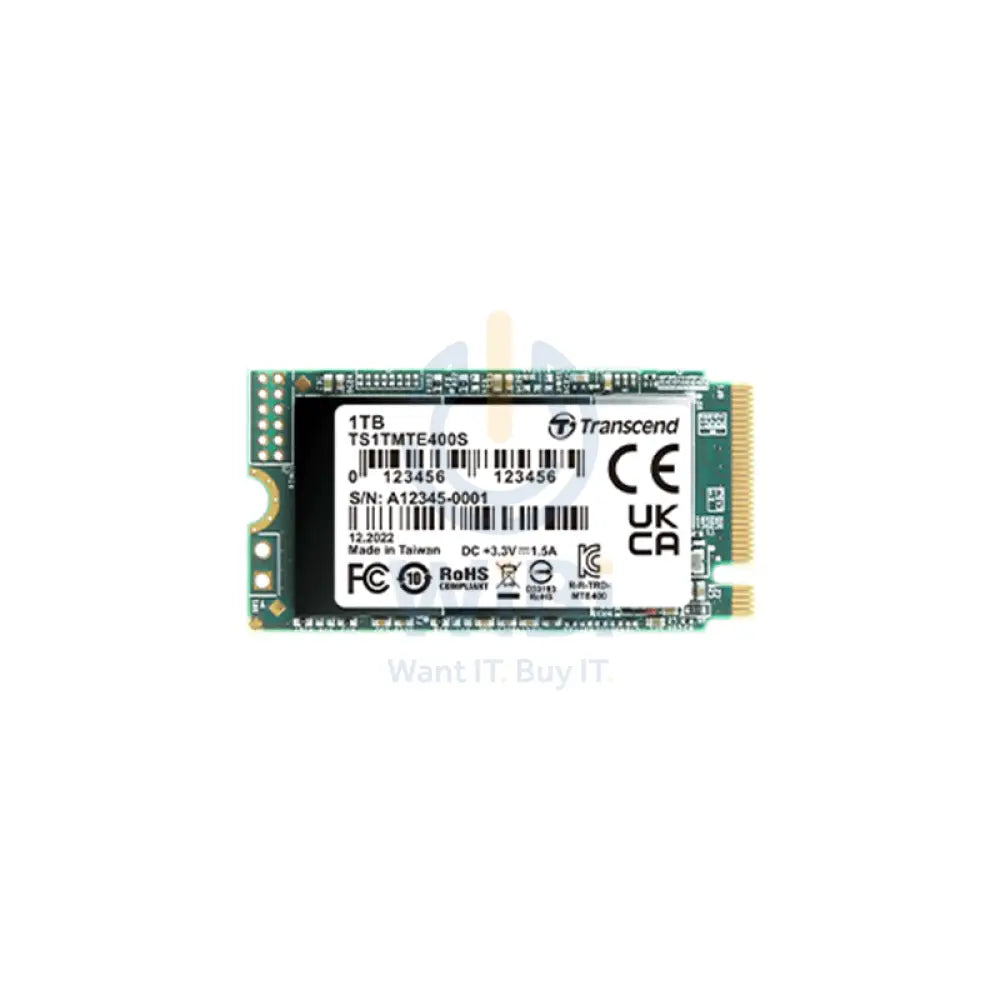ترانسسيند PCIe 400S - 1 تيرابايت / فوق إلى 2000/1700 ميغابت في الثانية / م.2 2242 / PCIe / إس إس دي صلبة حالة محرك) تخزين > حالة محرك