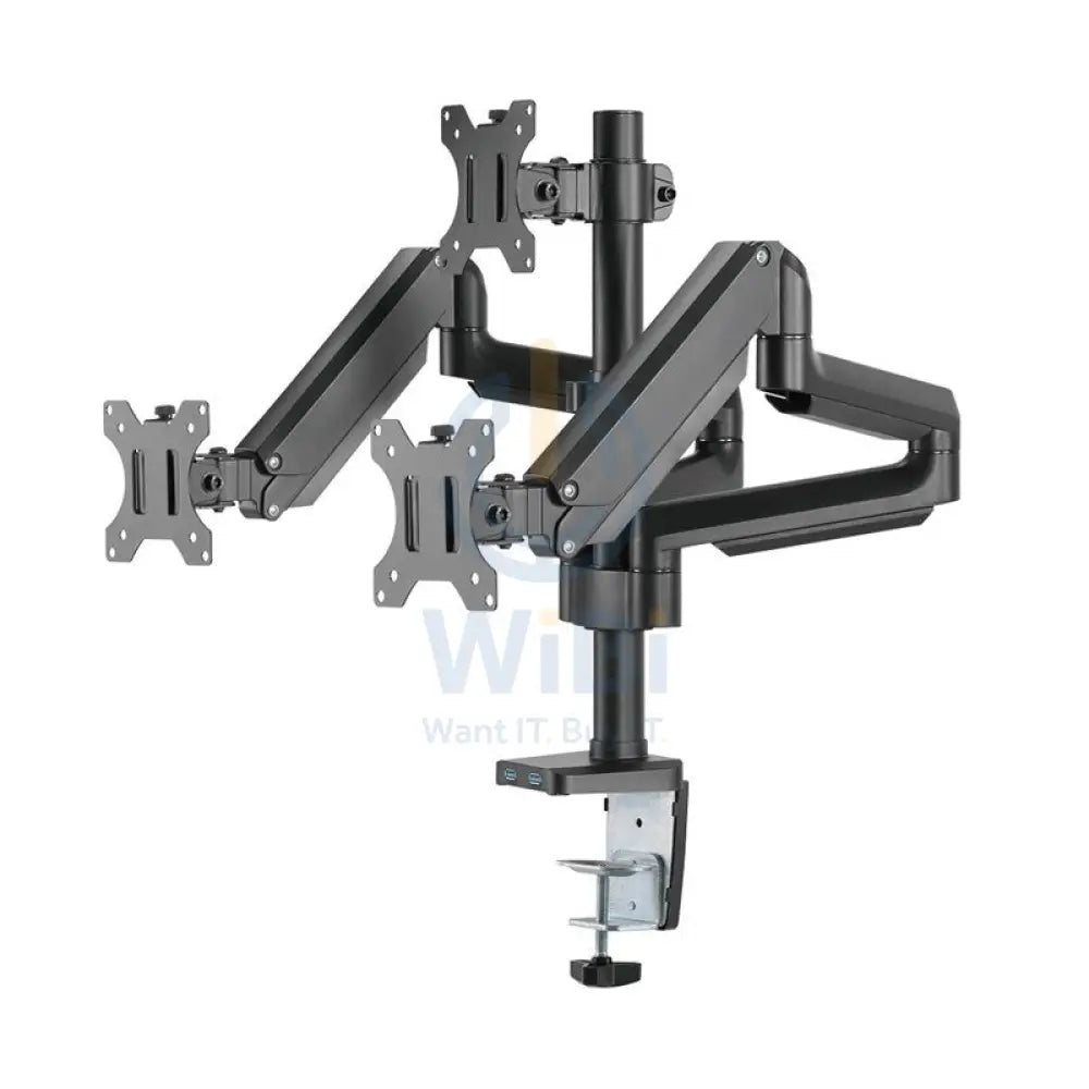 Twisted Minds Premium Triple Monitor Arm Stand And Mount For Gaming And Office Use 17’’- 27’’ Up To 7 KG With USB Ports
