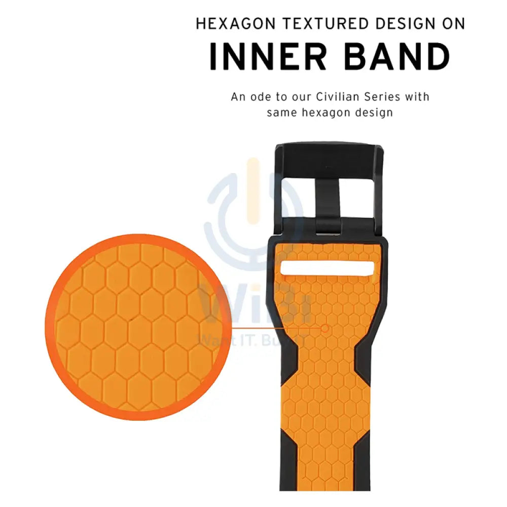 UAG Apple Watch Civilian Strap - 44mm/42mm / Black/Orange Accessories > Smart Watches