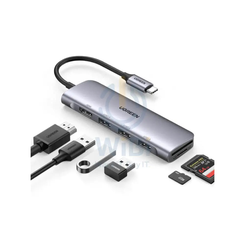 UGREEN Adapter HUB CM511 USB-C to HDMI 3x USB-A 3.0 SD/TF Accessories > Cables & Converters > Cables