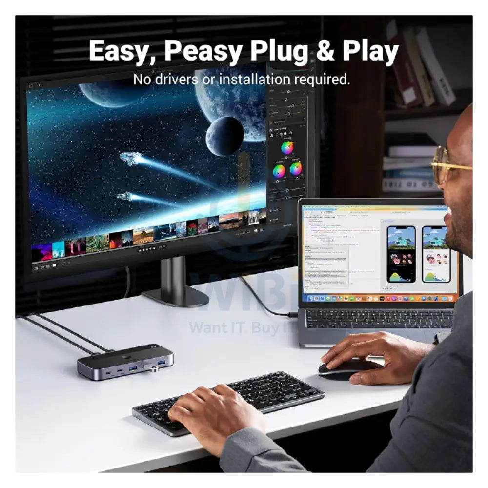 UGREEN CM662 Switch Selector 2 In 4 out Sharing Switch Hub With Remote 5Gbps / 3x USB A / 1x USB C / Black Accessories
