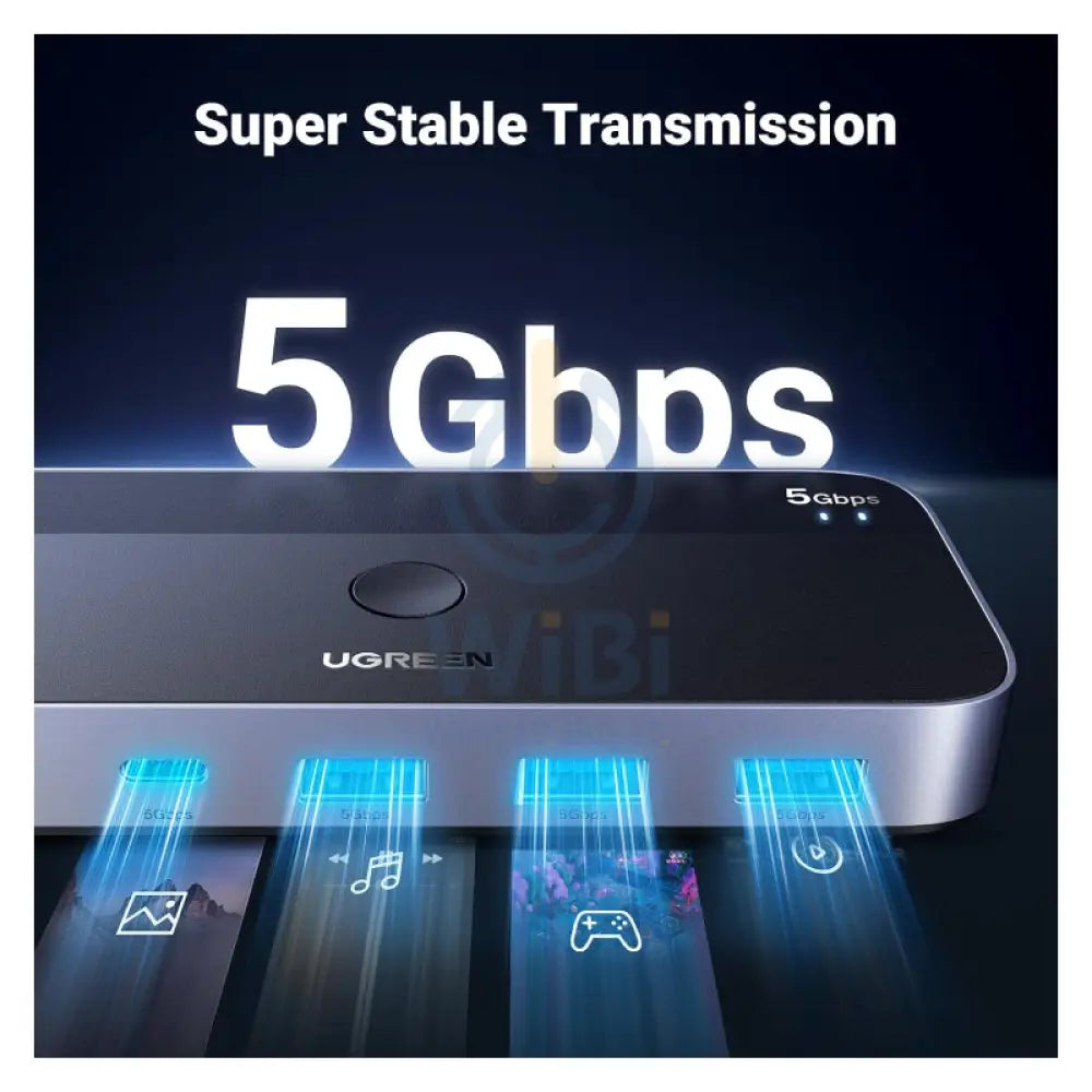 UGREEN CM662 Switch Selector 2 In 4 out Sharing Switch Hub With Remote 5Gbps / 3x USB A / 1x USB C / Black Accessories