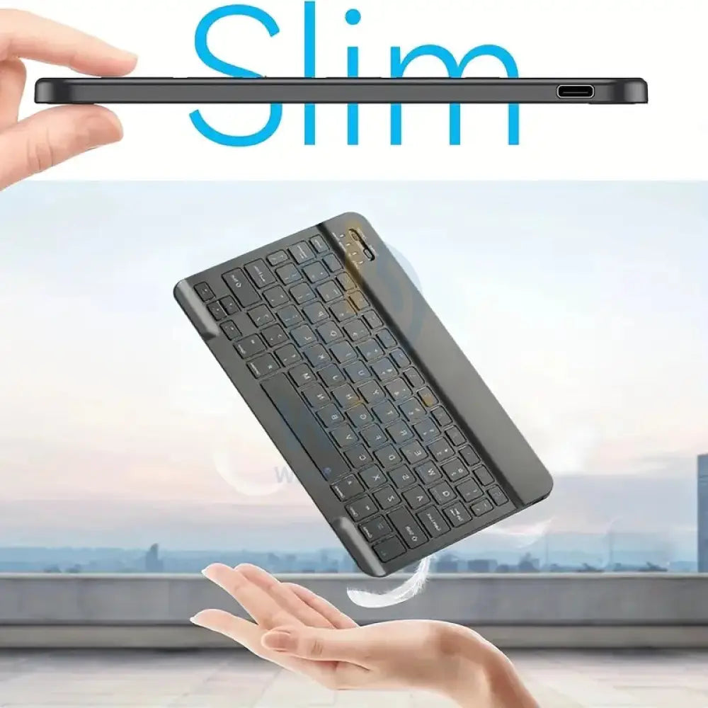 Ultra Slim Rechargeable Wireless Portable Keyboard for iPad Black / English/Arabic Accessories > Keyboard & Mouse