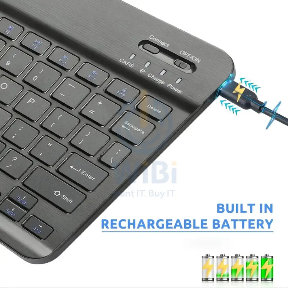 Ultra Slim Rechargeable Wireless Portable Keyboard for iPad Black / English/Arabic Accessories > Keyboard & Mouse