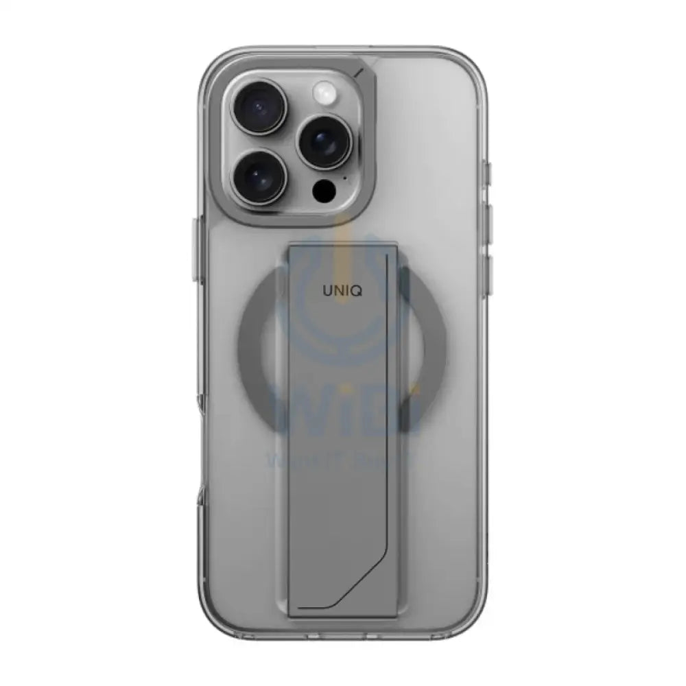 Uniq Hybrid Heldro Max Magclick With Camera Stand For Apple iPhone 16 Pro Lucent (Clear) Accessories > Mobiles &