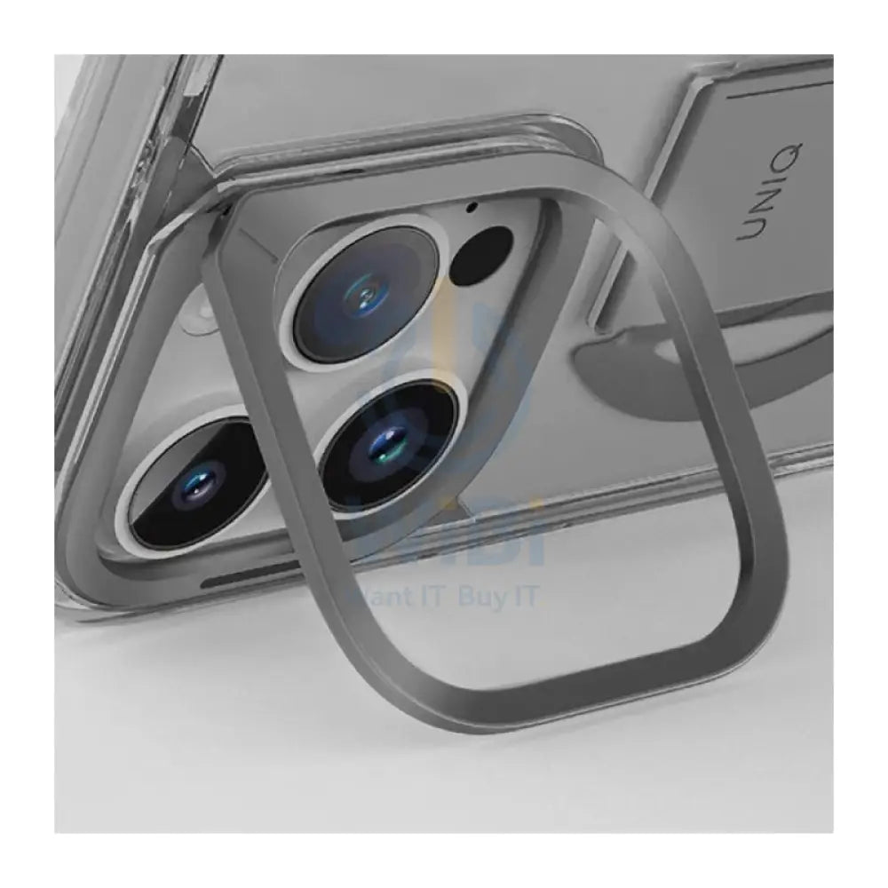 Uniq Hybrid Heldro Max Magclick With Camera Stand For Apple iPhone 16 Pro Lucent (Clear) Accessories > Mobiles &
