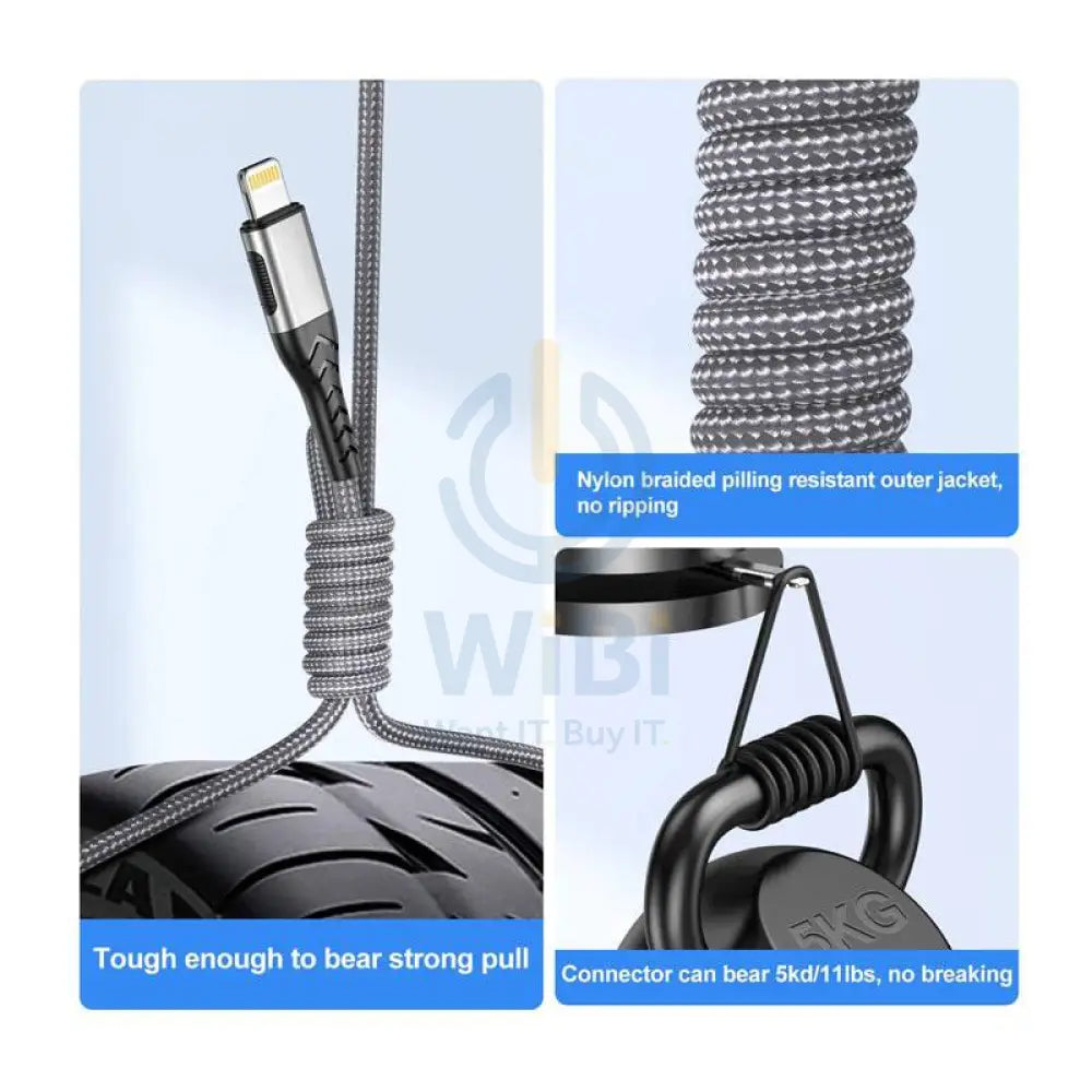 USB A to Lightning Charging Cable - Lightning / Silver / Pack of 3 - Cable