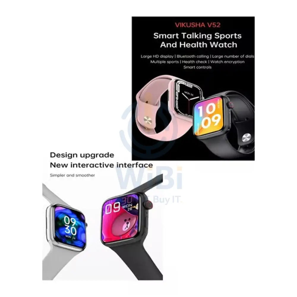 V52 Square SmartWatch - 45mm / Bluetooth 5.2 / Black