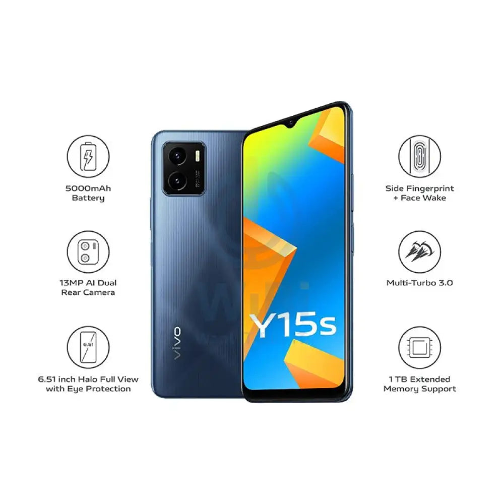 Vivo Y15S - 32GB / 6.51" IPS LCD / 4G / Wi-Fi / Mystic Blue - Mobile