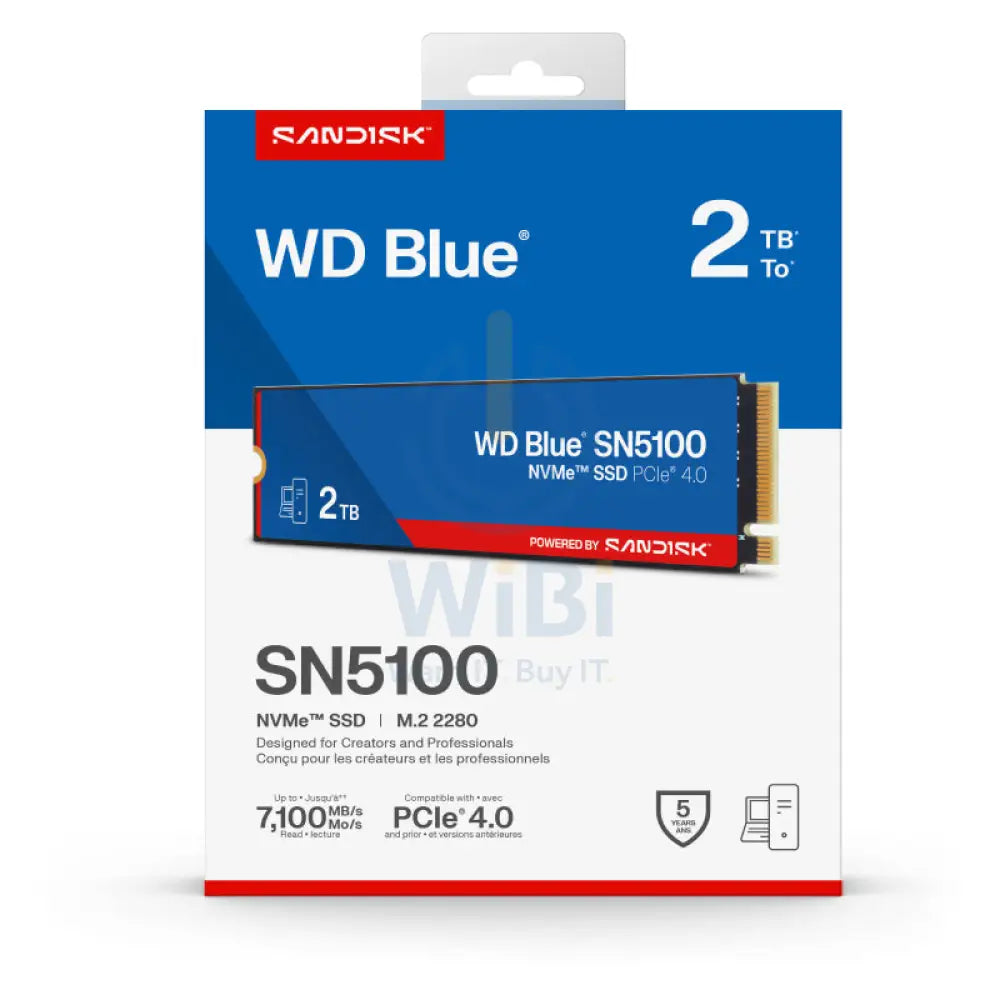 WD Blue SN5100 NVMe SSD - 2TB / Up to 7100MB/s / M.2 2280 / PCIe Gen4 x4 - SSD (Solid State Drive) Storage > Solid