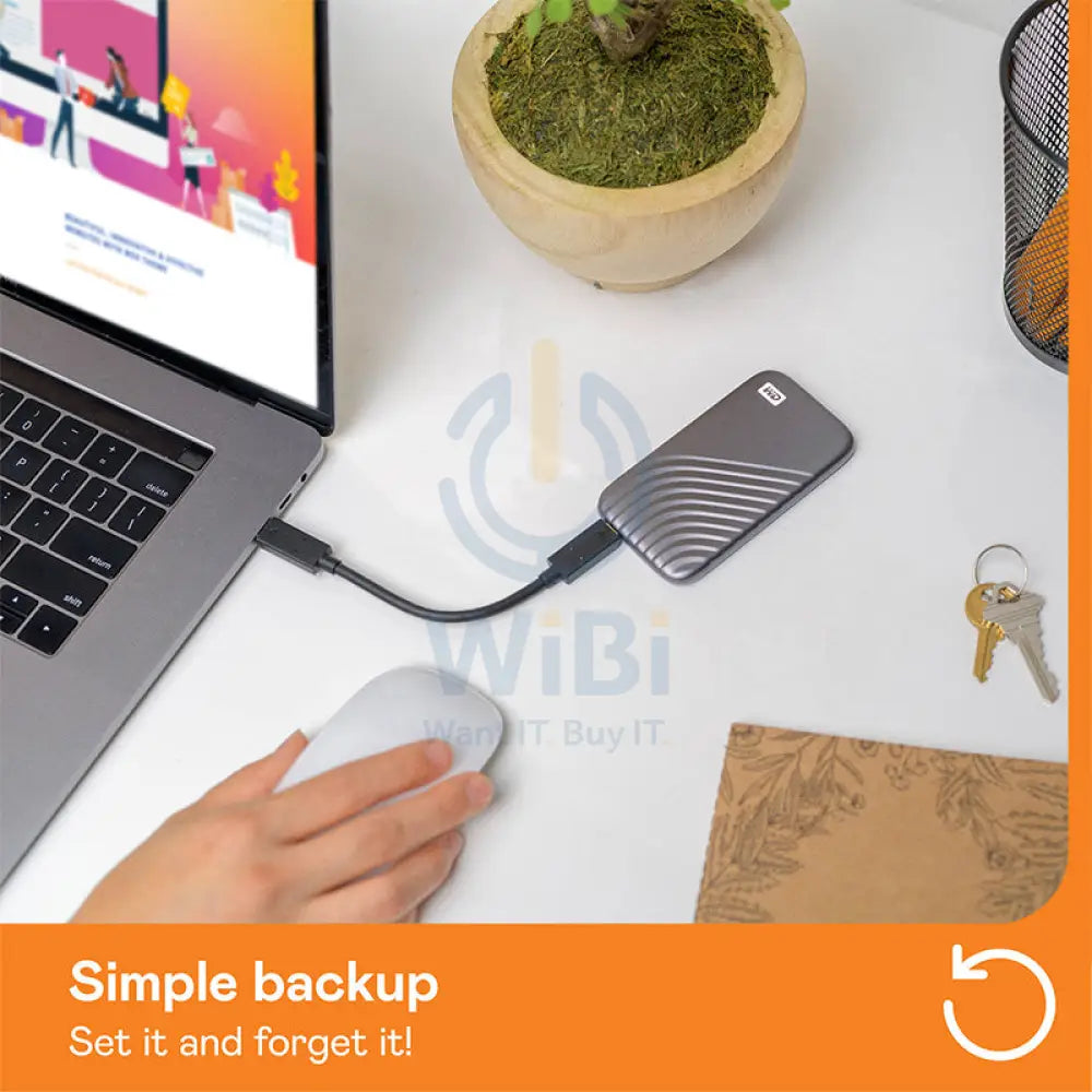WD My Passport SSD - 1TB / Up to 1050MB/s / USB-C / Space Gray / External SSD (Solid State Drive) Storage > USB Solid