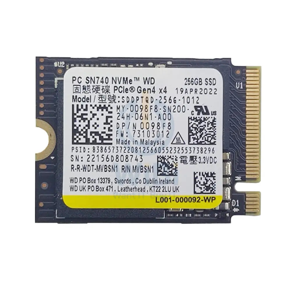 WD PC SN740 M.2 PCIe NVMe SSD - 256GB / M.2 2230 / PCIe 4.0 / Open - SSD (Solid State Drive) Storage > Solid State Drive