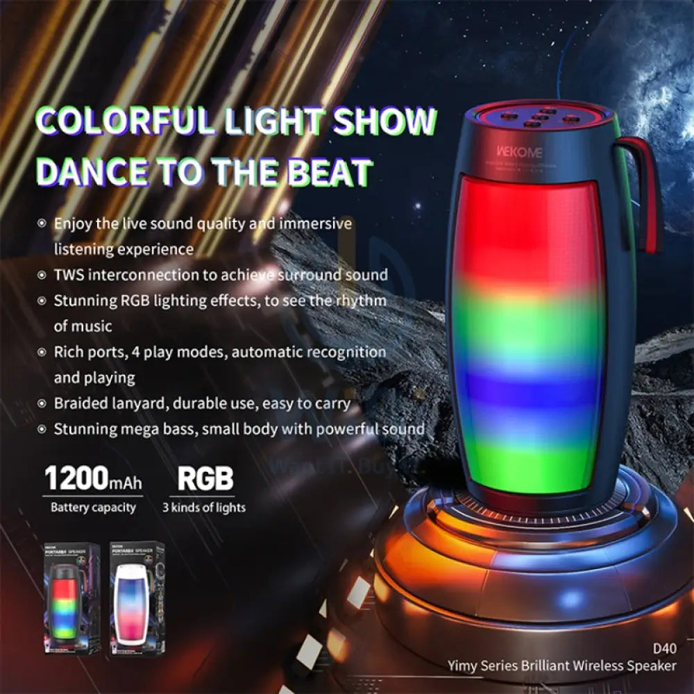 WEKOME D40 5W Sound Pulse Colorful Bluetooth Speaker - Black Accessories > Audio > Speakers