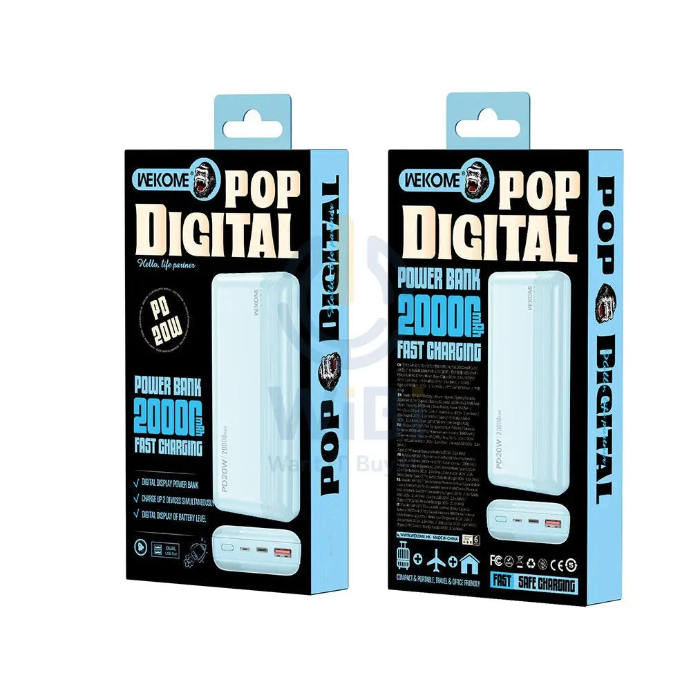 WEKOME WP-04 Tidal Energy Series 20000mAh 20W Fast Charge Power Bank - Blue Accessories > Power Bank