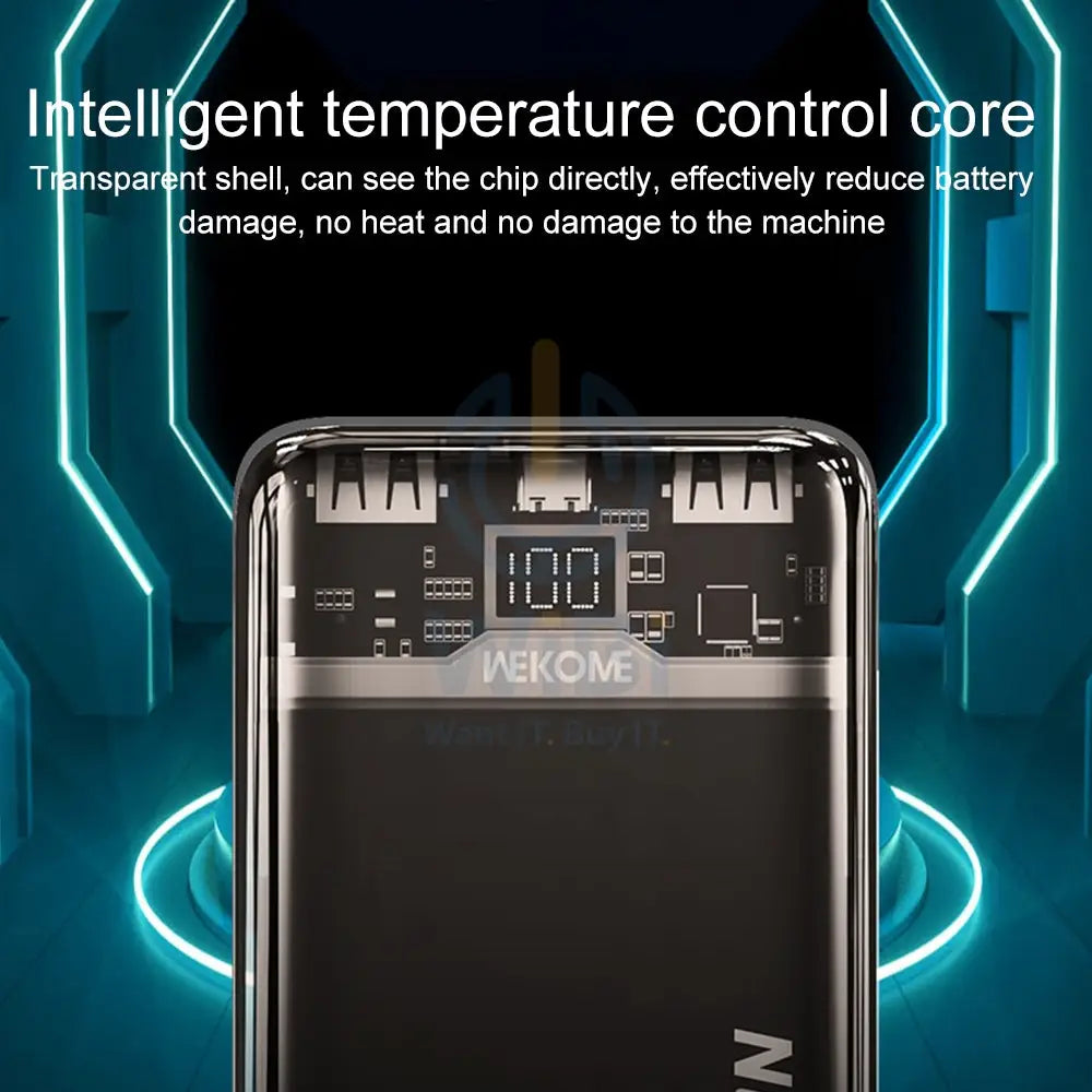 Wekome WP-349 20000mAh Pioneer 2 Generation Transparent Fast Charge Power Bank - Black Accessories > Power Bank