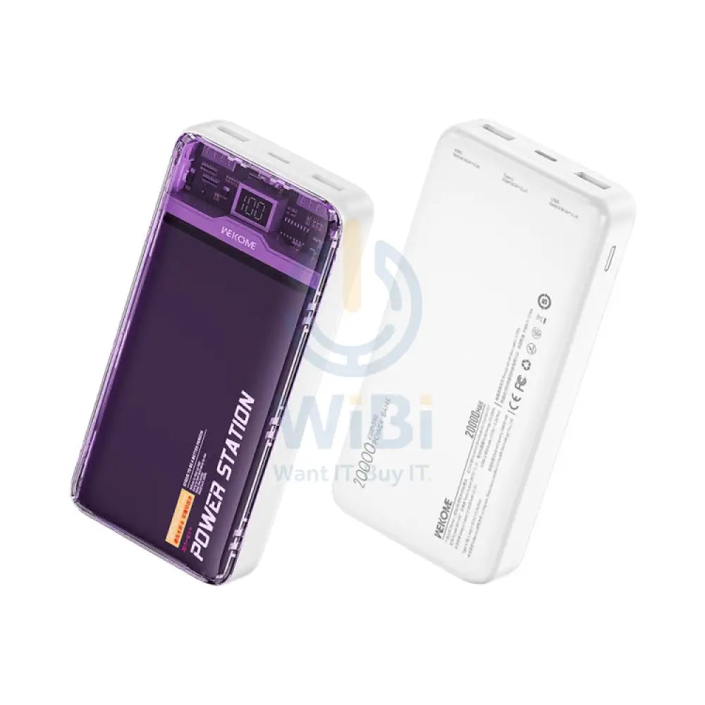 Wekome WP-349 20000mAh Pioneer 2 Generation Transparent Fast Charge Power Bank - Purple Accessories > Power Bank
